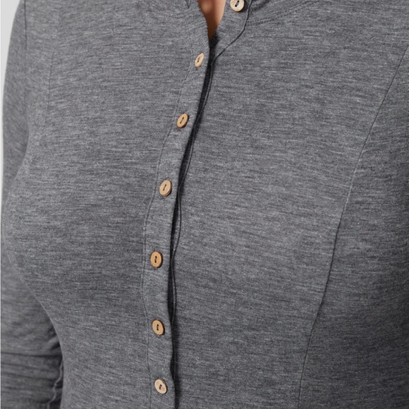 🌓Halara gray round neck button long sleeve maxi 🌗 - Picture 4 of 8